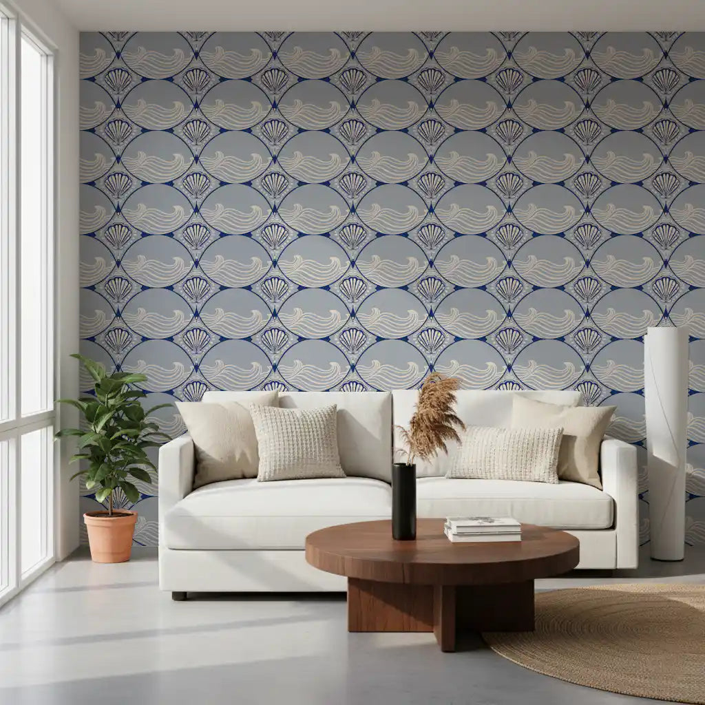 Art Deco Ocean Shells Wallpaper⁠