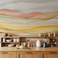 kitchen interior paired with Earthen Horizon Serenity Wall Mural textures