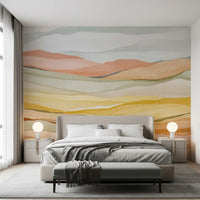 bedroom room enhanced by Earthen Horizon Serenity Wall Mural gradients
