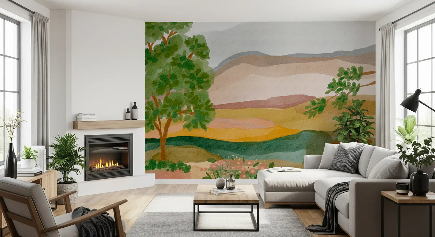 Painted Hillside Calm Wall Mural