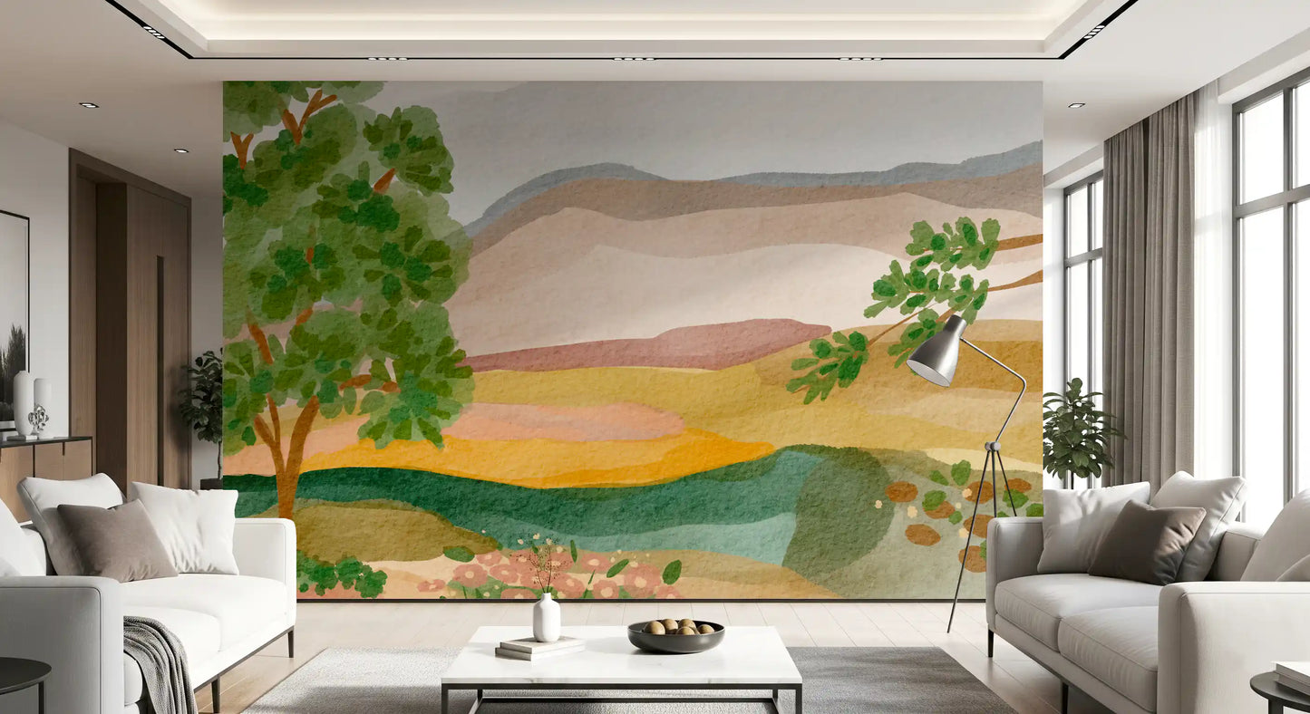 Painted Hillside Calm Wall Mural