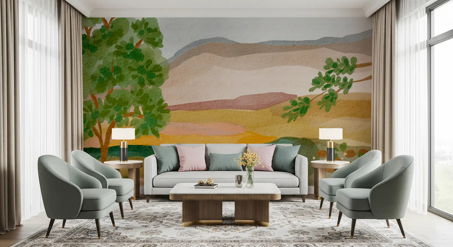 Painted Hillside Calm Wall Mural