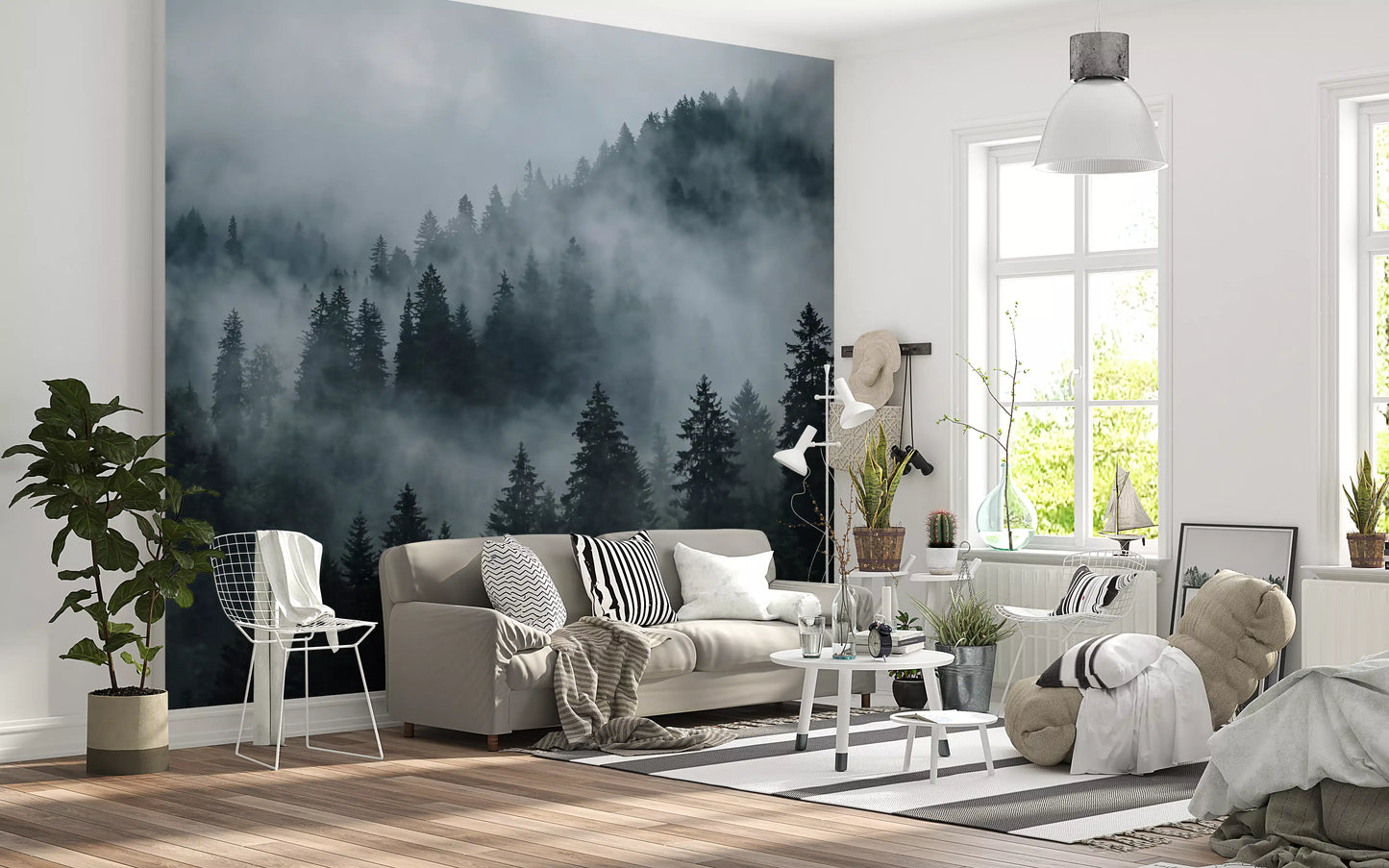 Misty Forest Ascent Wall Mural