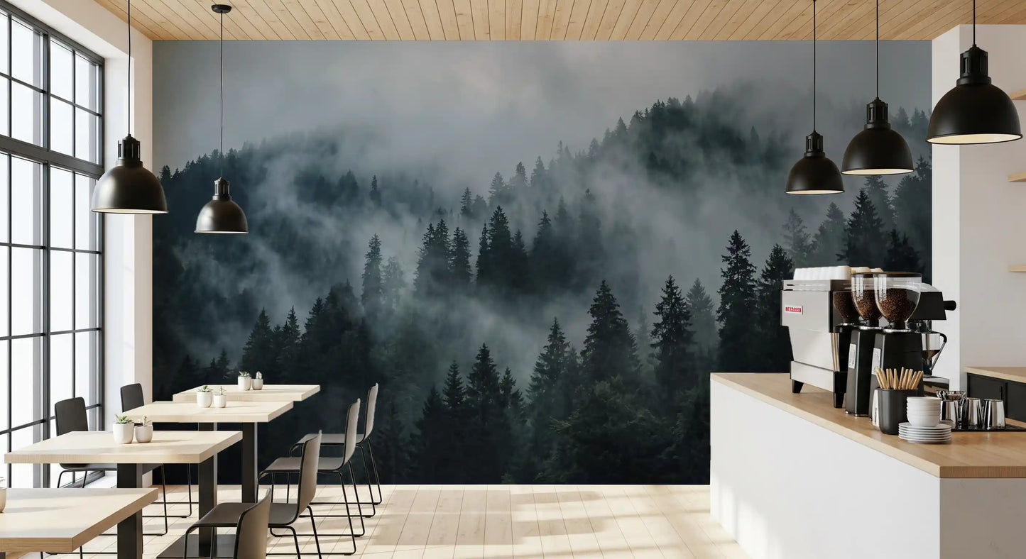 Misty Forest Ascent Wall Mural