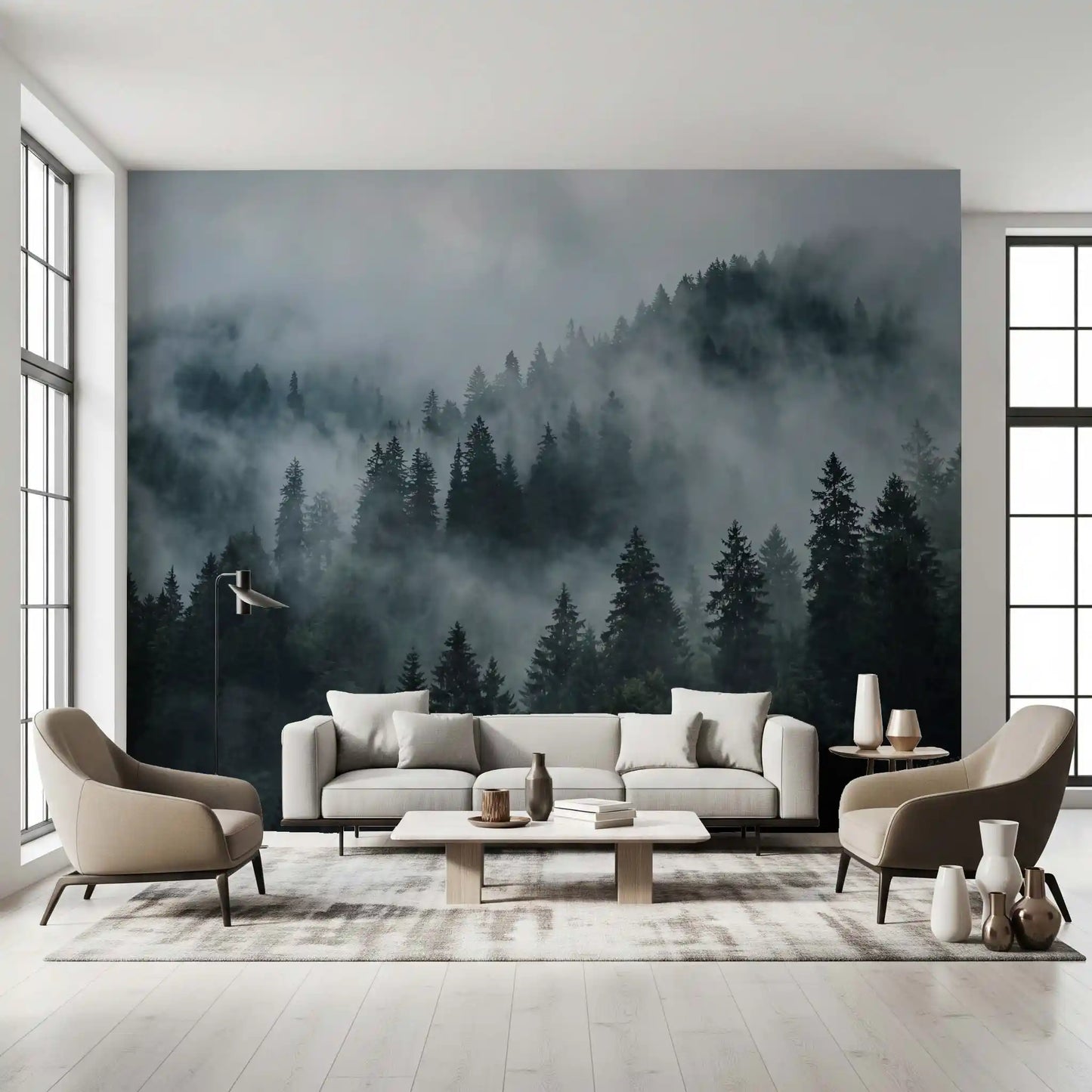 Misty Forest Ascent Wall Mural