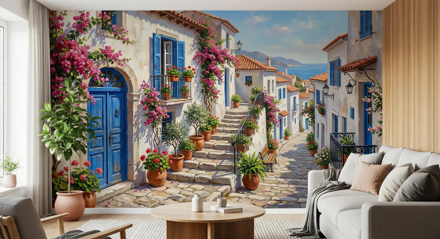Cobalt & Bougainvillea Dreams Wall Mural