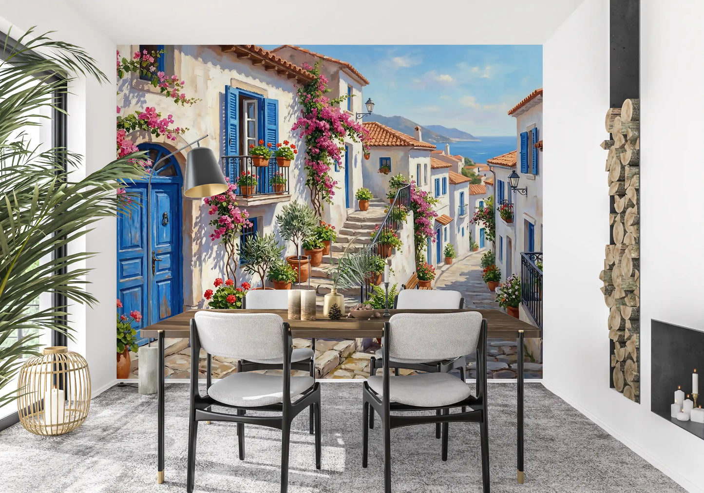 Cobalt & Bougainvillea Dreams Wall Mural