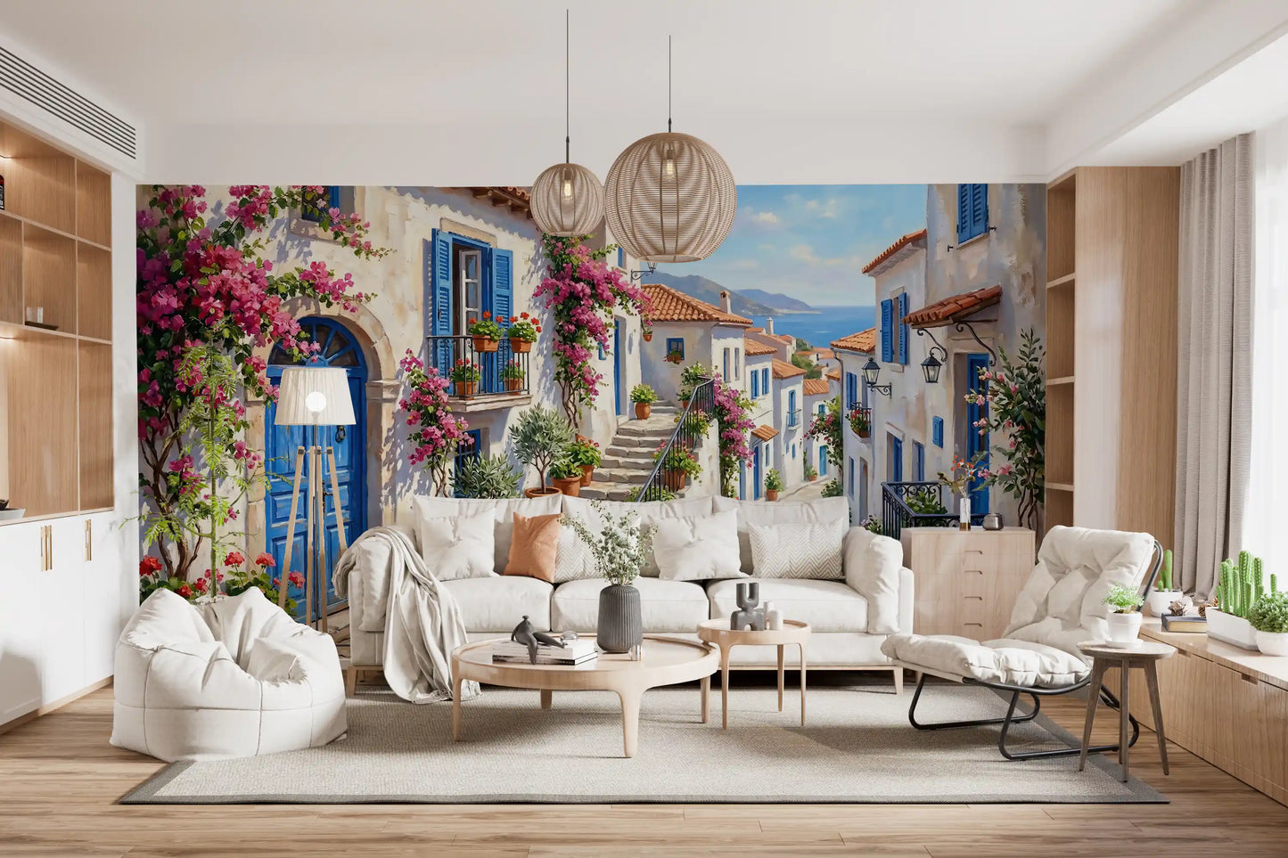 Cobalt & Bougainvillea Dreams Wall Mural