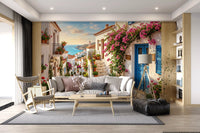 Mediterranean steps Aegean wall mural placed in an elegant hallway