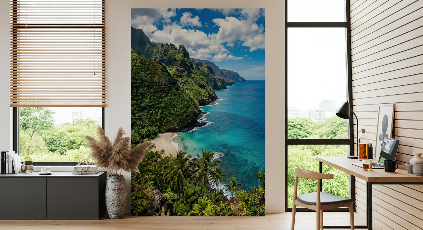 Emerald Cliffs, Turquoise Waters Wall Mural