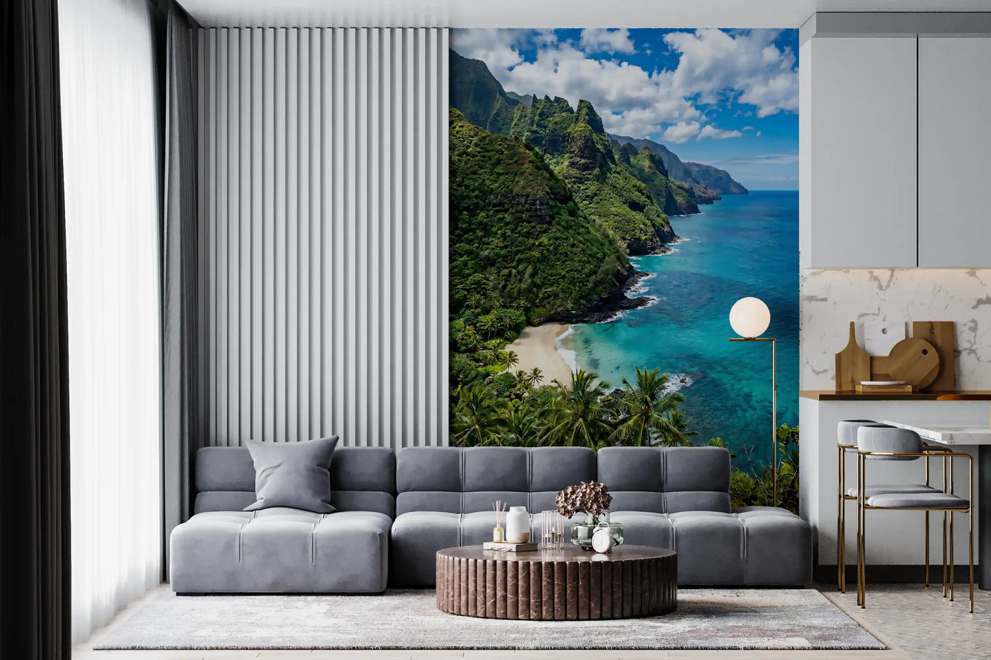 Emerald Cliffs, Turquoise Waters Wall Mural