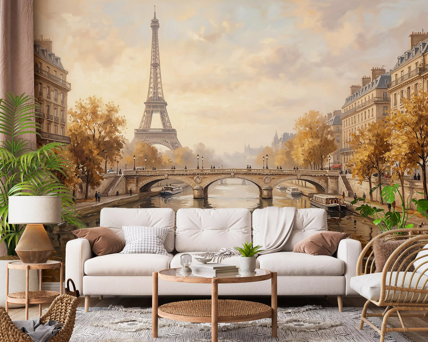 Eiffel's Golden Embrace Wall Mural
