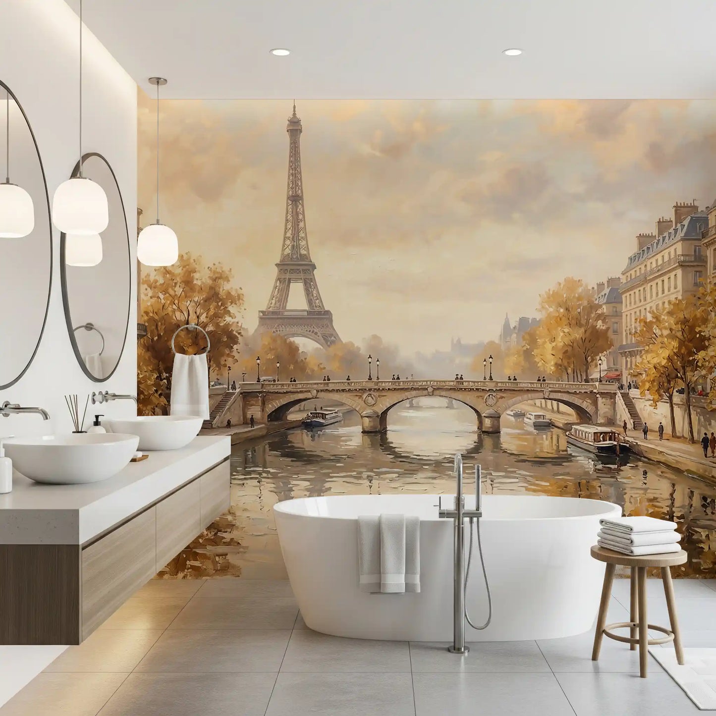 Eiffel's Golden Embrace Wall Mural