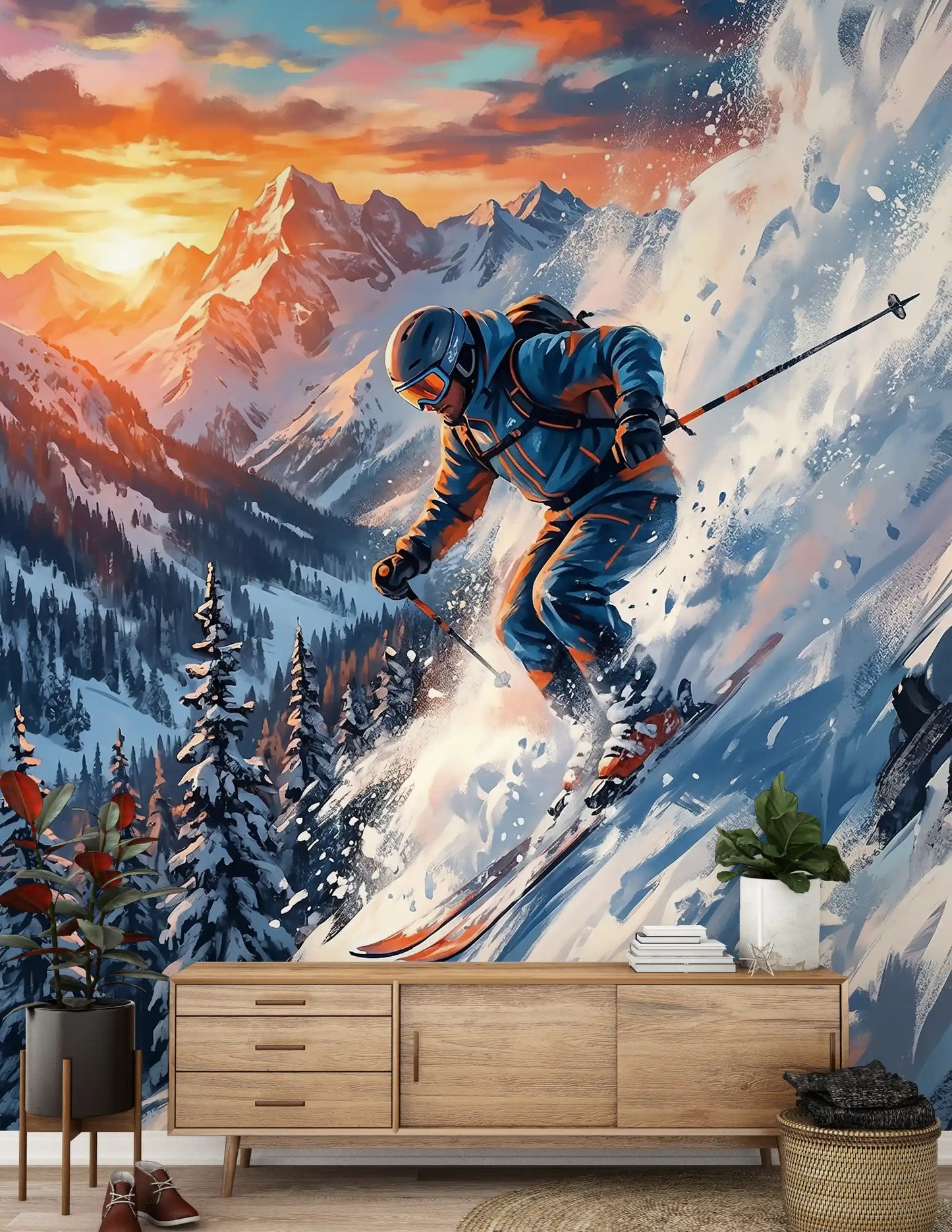 Alpine Adrenaline: Sunset Descent Wall Mural