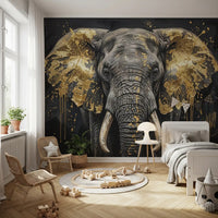 Golden Elephant Grandeur wall mural in a kids playroom