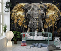 Golden wall mural placed in a stylish nursery.