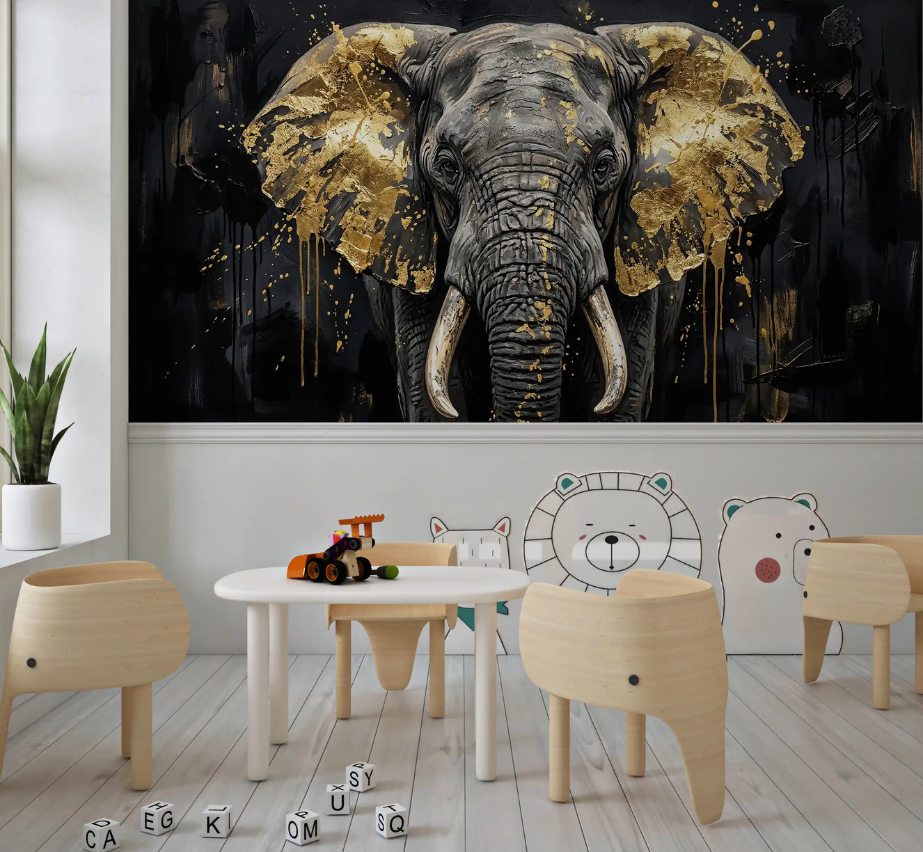 Golden Elephant Grandeur Wall Mural