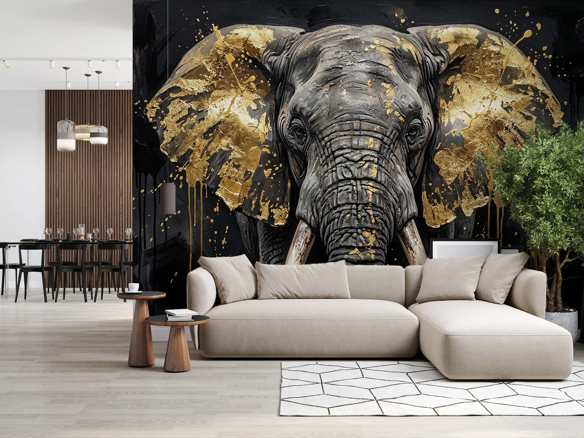 Grandeur Elephant wall mural in a refined home office