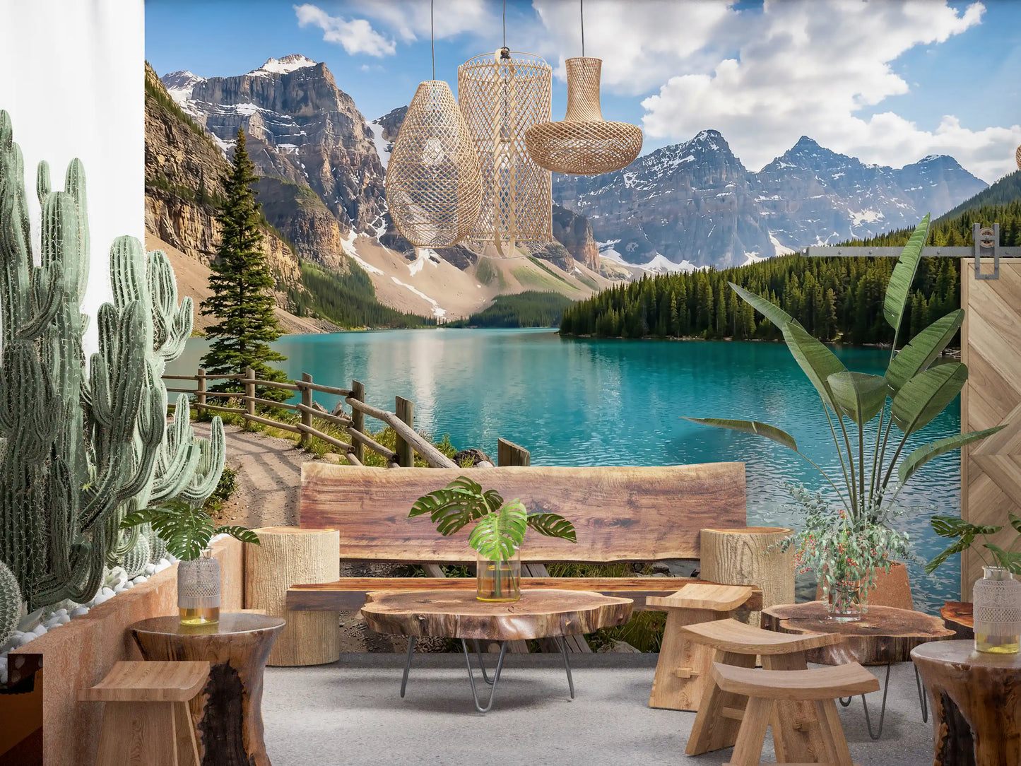 Turquoise Peaks & Pines Wall Mural