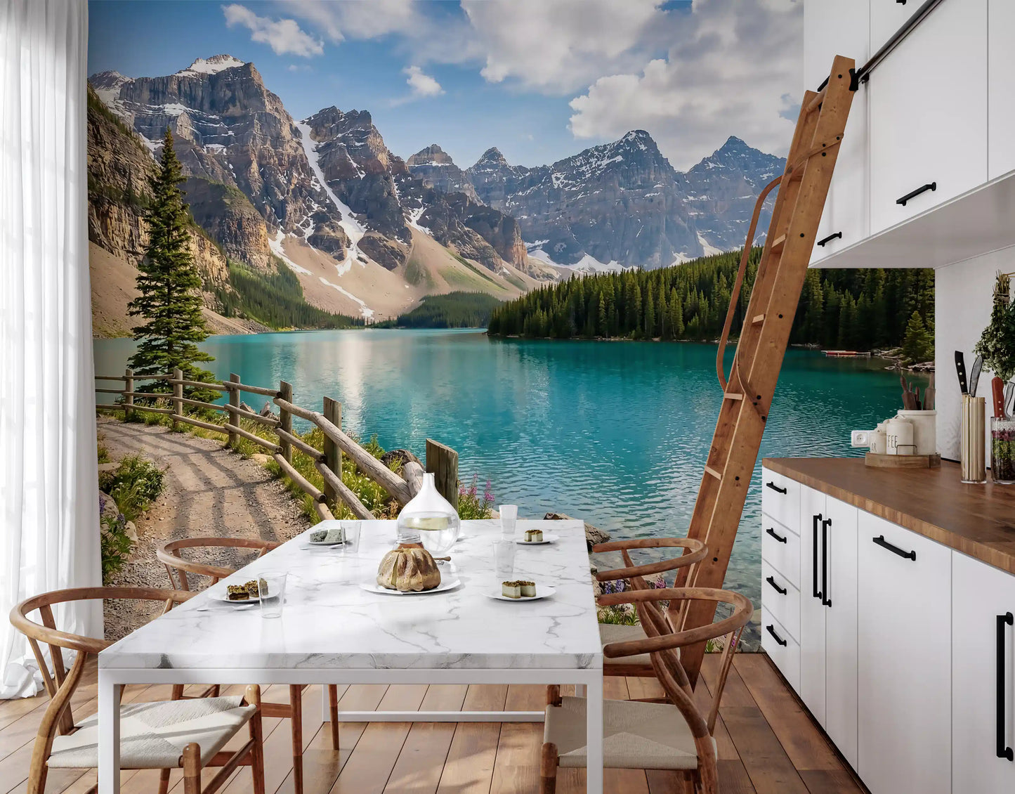 Turquoise Peaks & Pines Wall Mural