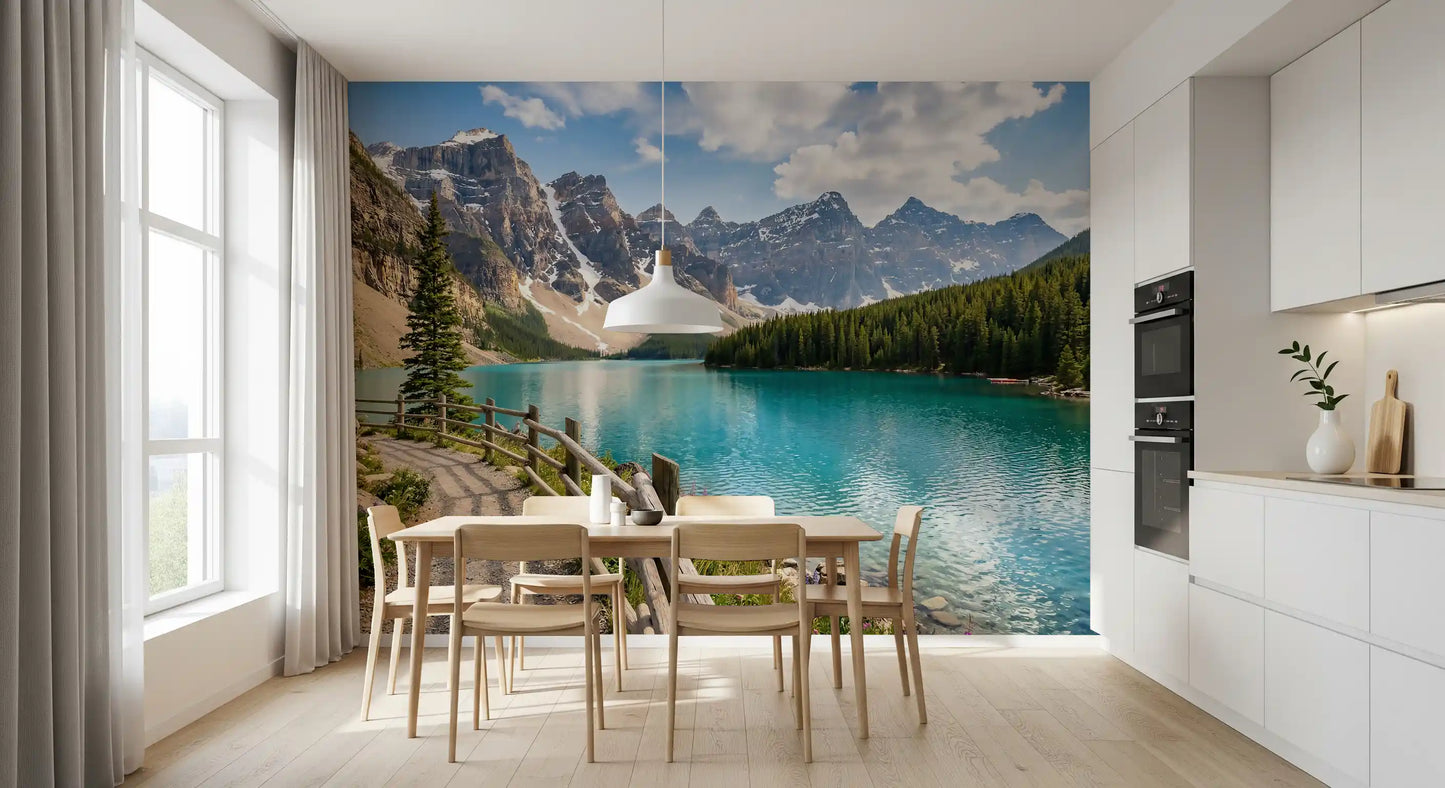 Turquoise Peaks & Pines Wall Mural