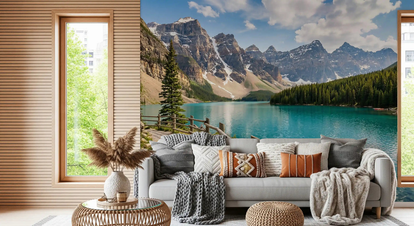 Turquoise Peaks & Pines Wall Mural