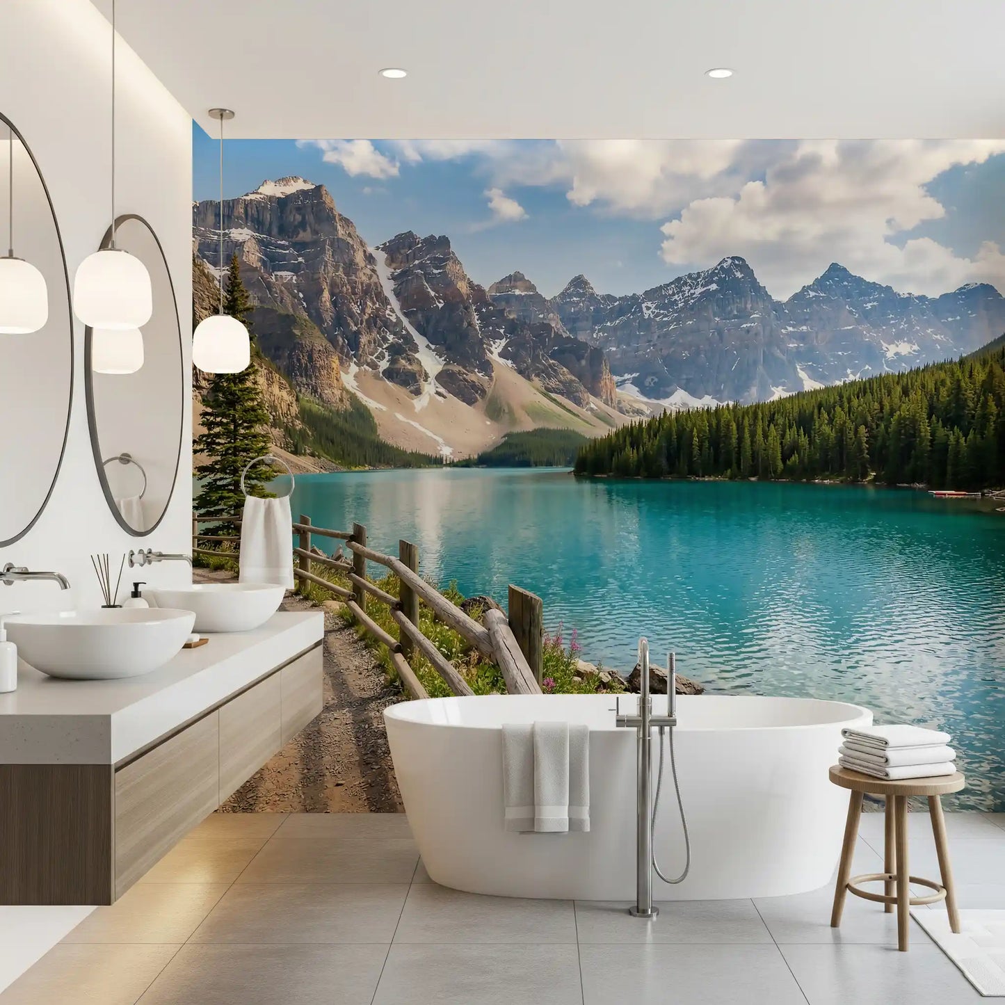 Turquoise Peaks & Pines Wall Mural