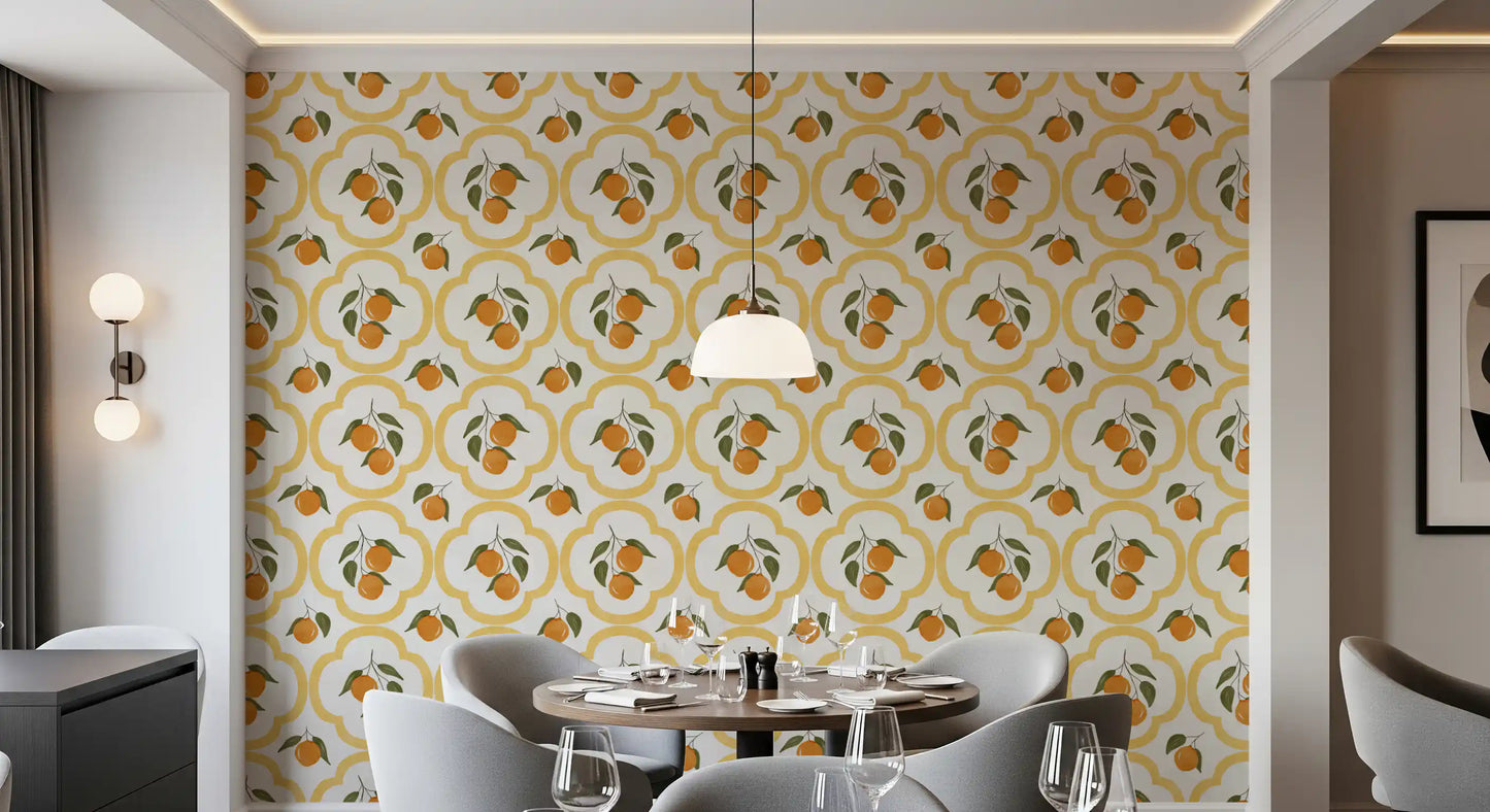Mediterranean Oranges Decor Wallpaper⁠