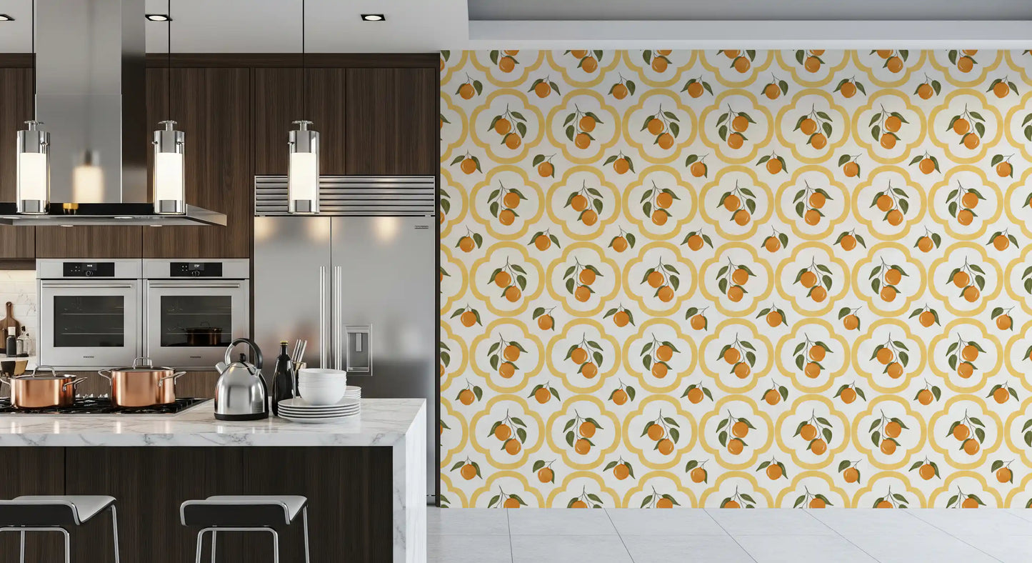 Mediterranean Oranges Decor Wallpaper⁠