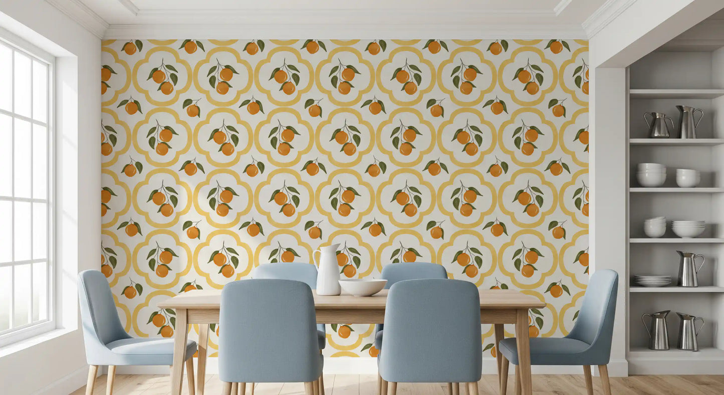 Mediterranean Oranges Decor Wallpaper⁠