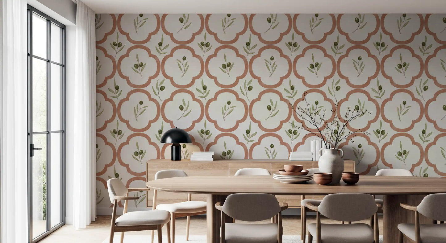 Mediterranean Olives Decor Wallpaper⁠
