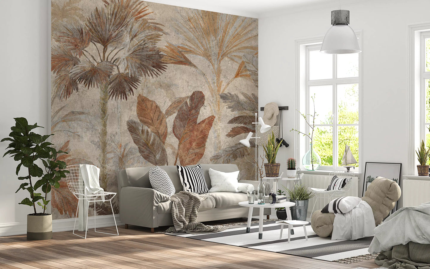 Tropical Palms Terracotta Fresco Wall Mural