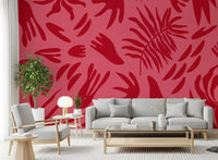 Scarlet leaf wall mural bringing energy to a Living room 