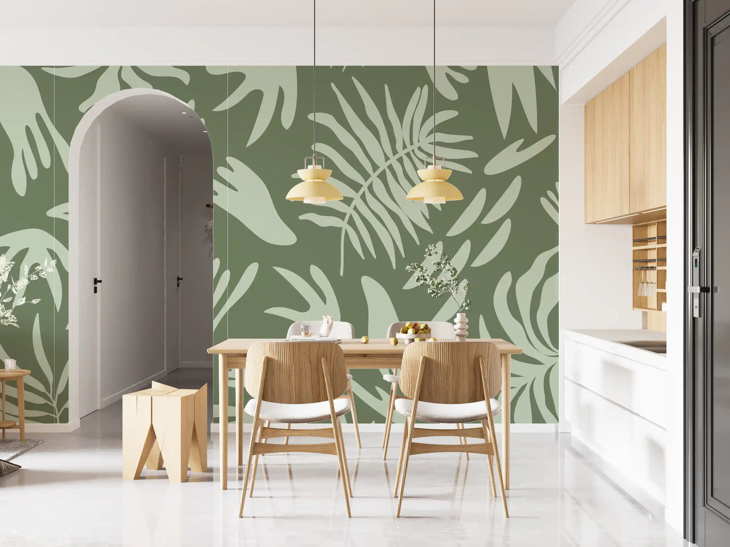 Organic Green Flow Wall Mural