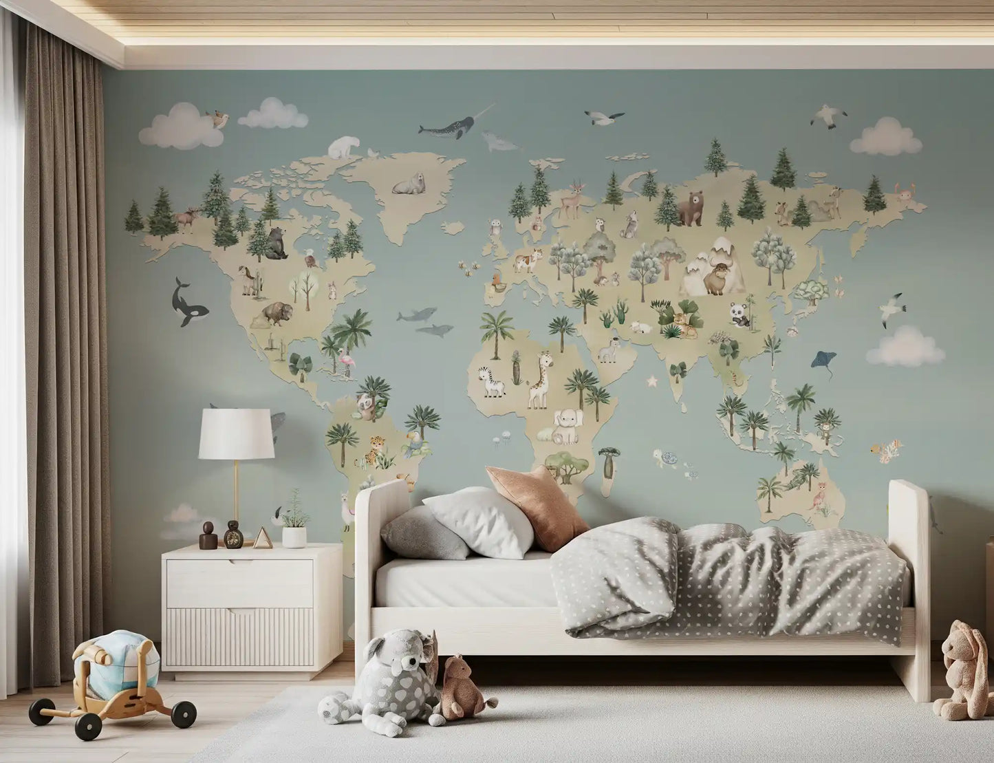 Animal Atlas Blue Wall Mural