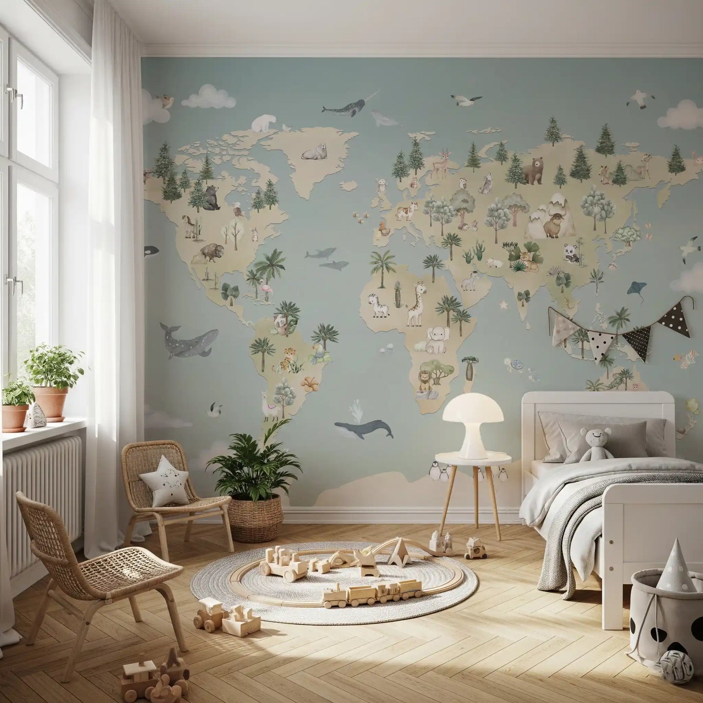 Animal Atlas Blue Wall Mural