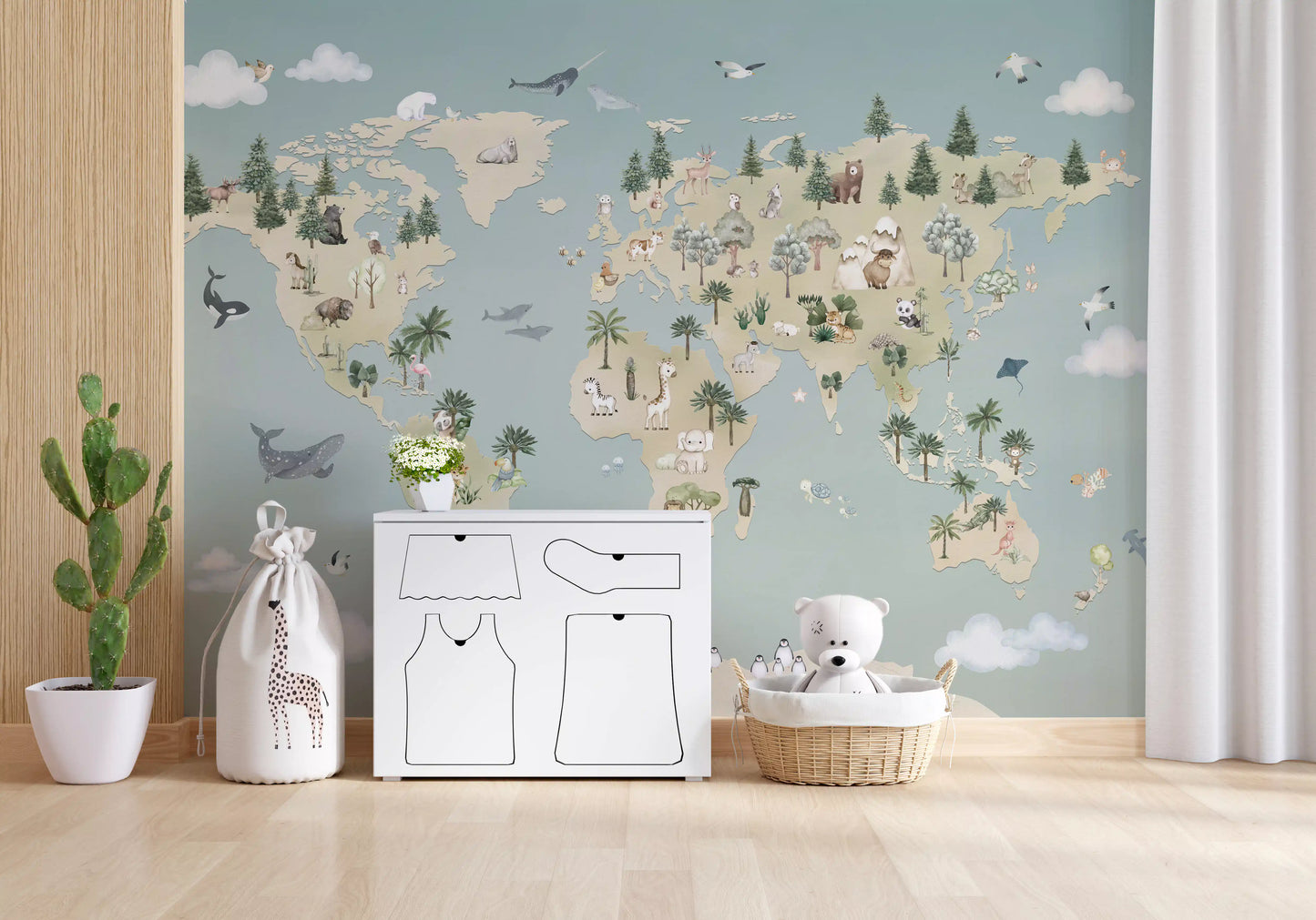 Animal Atlas Blue Wall Mural