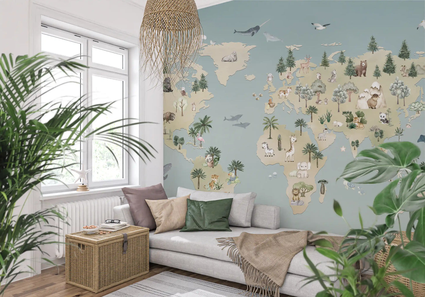 Animal Atlas Blue Wall Mural