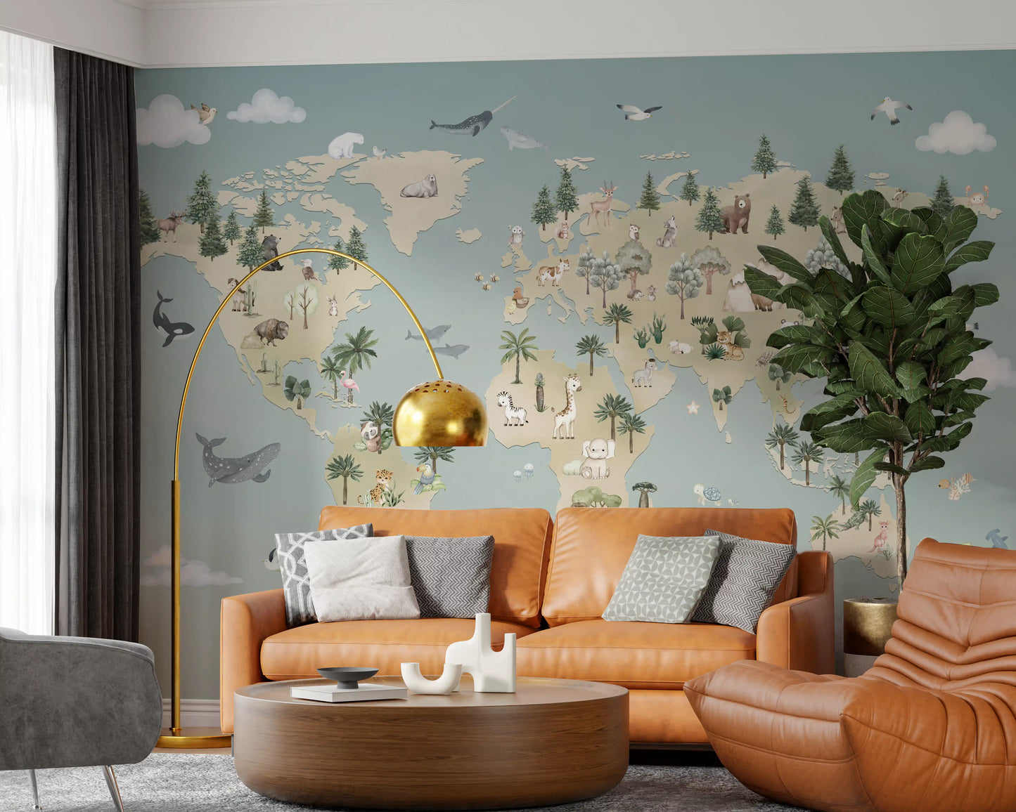 Animal Atlas Blue Wall Mural