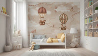 Aviation Adventure Mono wall mural hot air balloons kids room decor