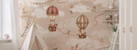 Aviation theme wall mural hot air balloons mono sky artwork