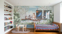Forest-themed Animal wall mural with fox, squirrel, and rabbit illustration
