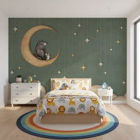 Bear on The Moon wall mural green night sky theme artwork