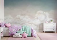 Gentle cloud layers wall mural with airy blue gradient background