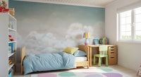 Dream-like sky wall mural showing soft cloud formations in pastel blue