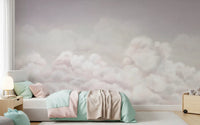 Abstract cloud wall mural with smooth gradient and soft pink shades