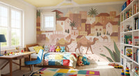 Desert Dreams wall mural with camels walking and soft textured background