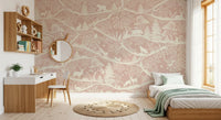 Scandinavian woodland Nature mural deer rabbit trees wall mural