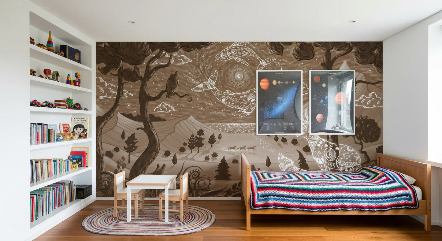 Spirit Night Brown Wall Mural