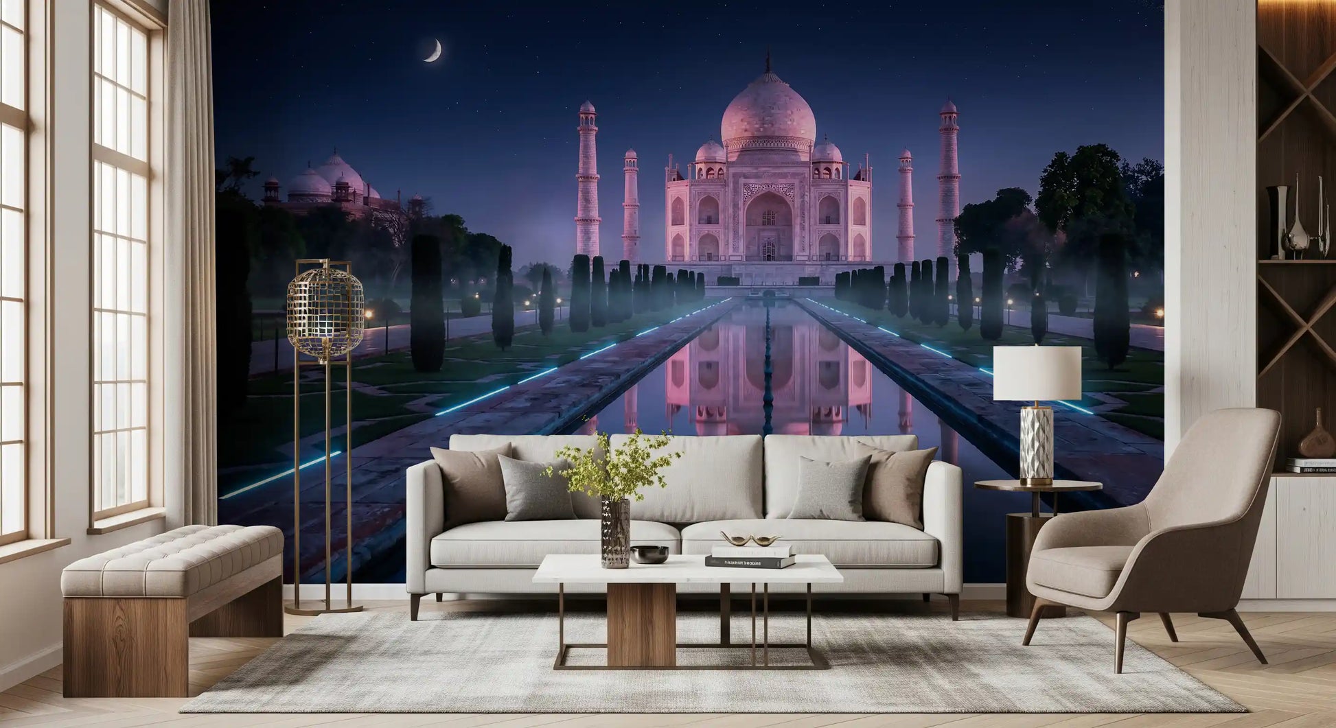 Midnight Majesty At Taj Mahal Night View Wall Mural AU midnight-majesty-at-taj-mahal-night-view-wall-mural-au